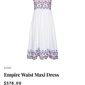 SUNO White Maxi Dress with Blue and Purple Accents